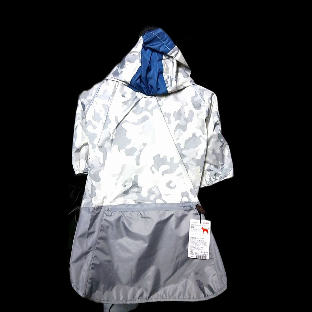 XXL Silver Camo Dog Windbreaker Jacket w/ Hood